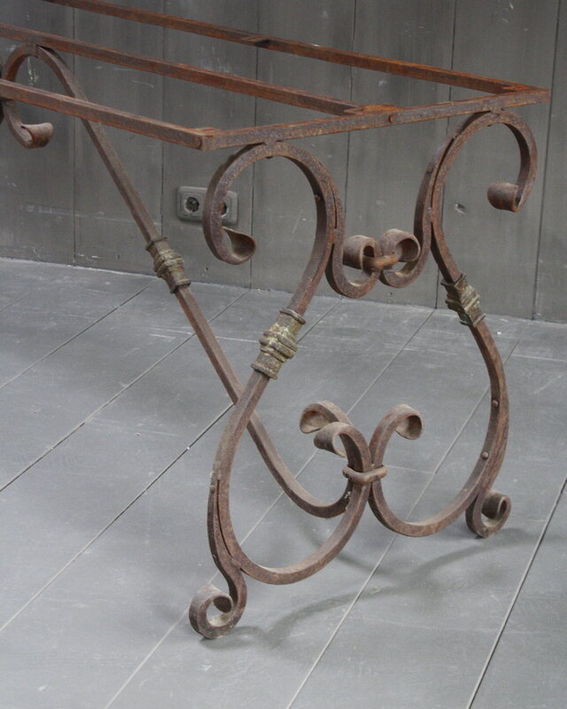 Rene Houtman IJzeren Tafelonderstel Krulpoten Tuintafel Cannes 200 x 70 cm