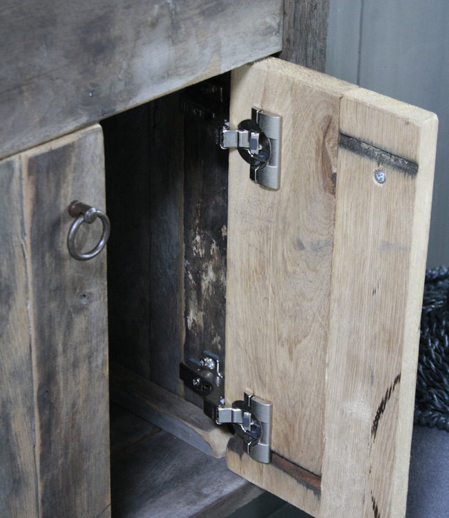 Rene Houtman Landelijk Wagondelen Oud EIkenhout  Fonteinmeubel Zwevend Wit