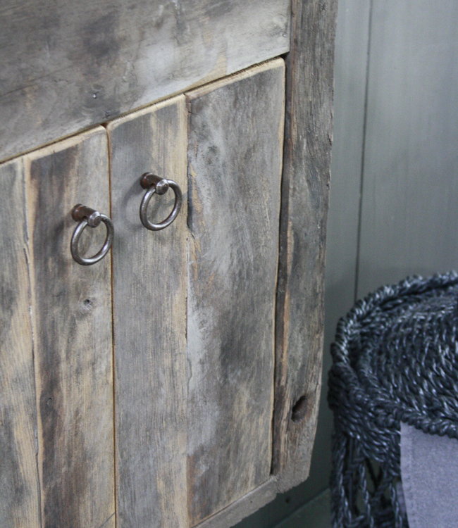 Rene Houtman Landelijk Wagondelen Oud EIkenhout  Fonteinmeubel Zwevend Wit