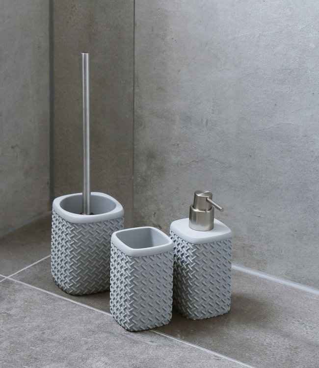 Differnz Accessoires Set Toilet Badkamer Grijs Wafel