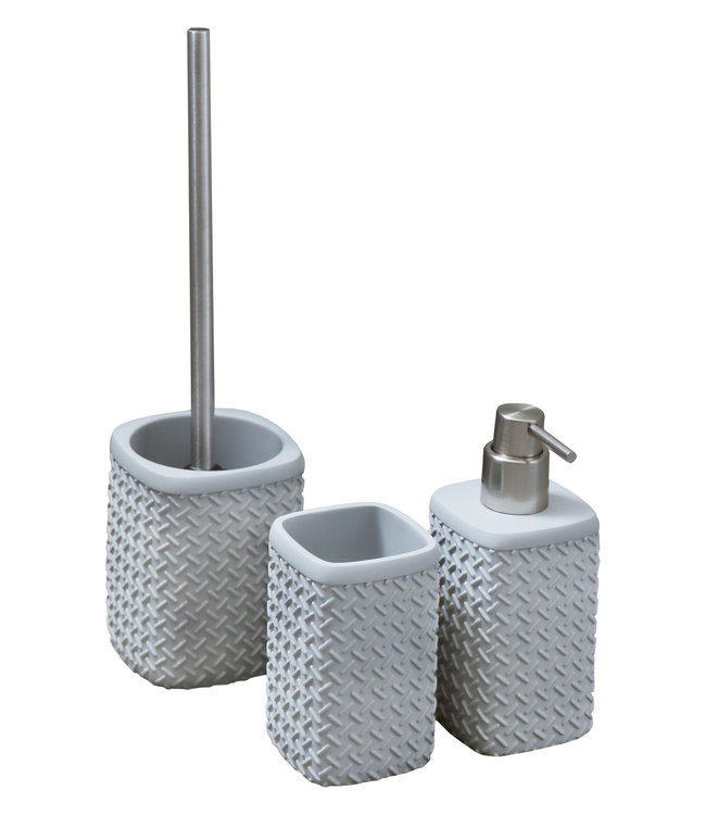 Differnz Accessoires Set Toilet Badkamer Grijs Wafel