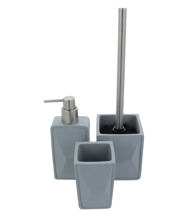 Differnz Accessoires Set Toilet Badkamer Graphic Grijs