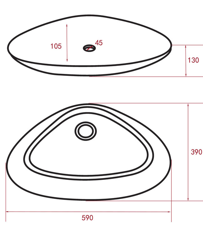 Differnz Waskom Keramiek 39x59x13 cm Wit