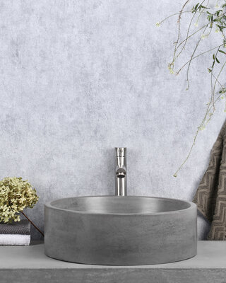 Differnz Wastafel Beton Donkergrijs Rond 42x42x13 cm