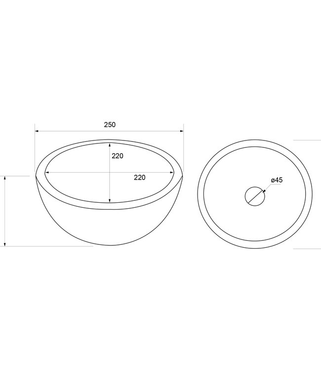 Differnz Waskom Beton Donkergrijs Rond 25x25x11.5 cm