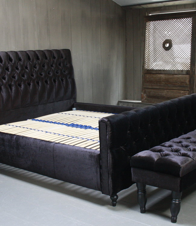 Rene Houtman Darlton Deluxe Ledikant Gecapitonneerd Velvet Dark