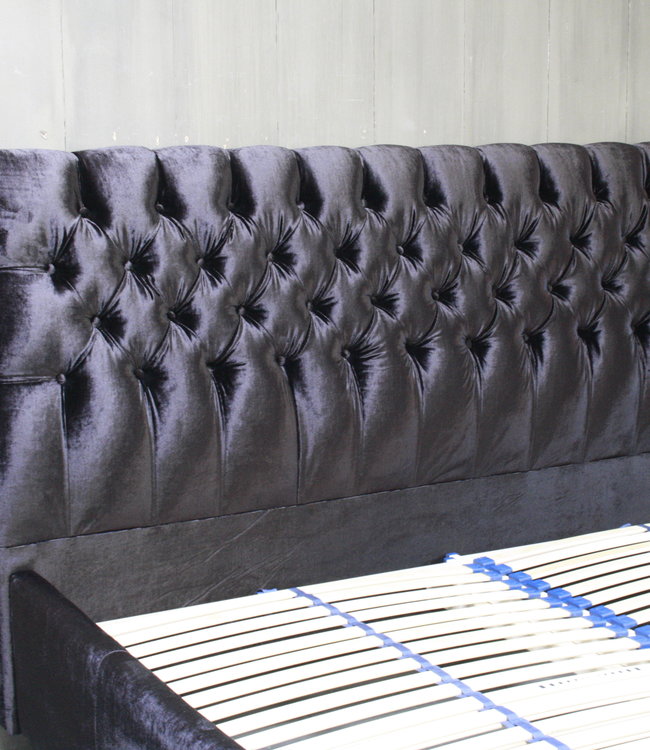 Rene Houtman Darlton Deluxe Ledikant Gecapitonneerd Velvet Dark