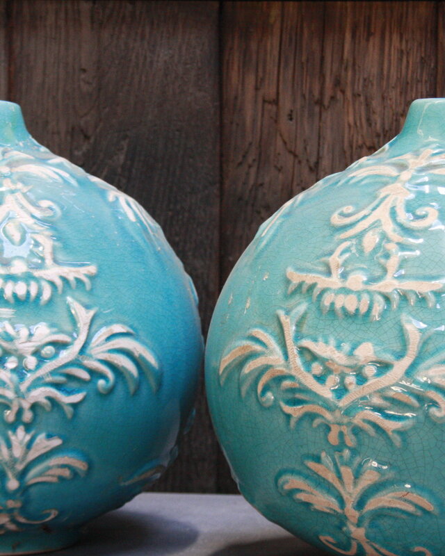 Rene Houtman PTMD blauw vaasje Steen L26xB24 cm
