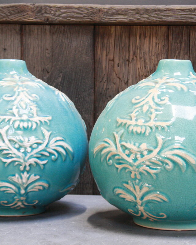Rene Houtman PTMD blauw vaasje Steen L26xB24 cm