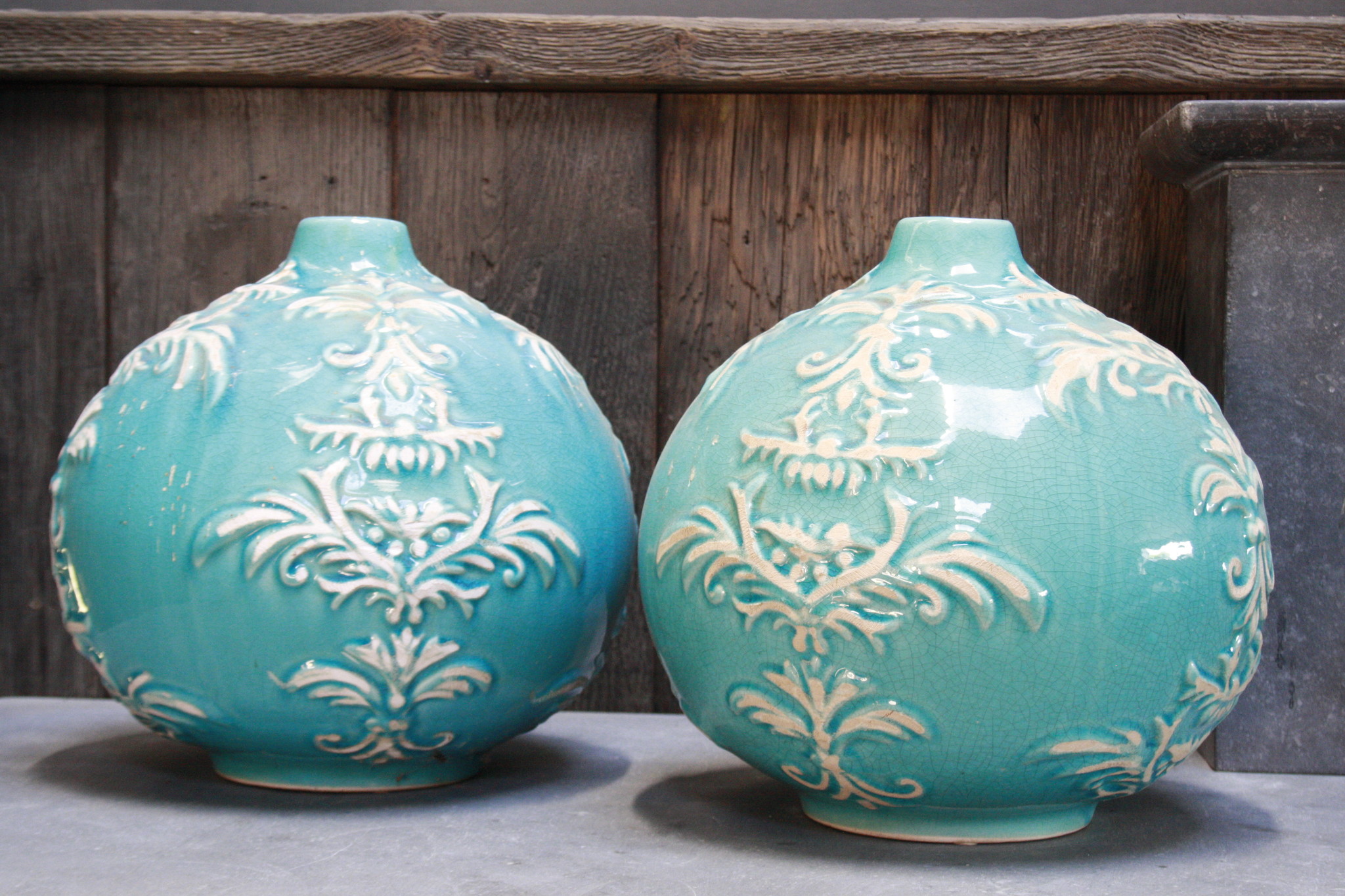 Rene Houtman PTMD blauw vaasje Steen L26xB24 cm