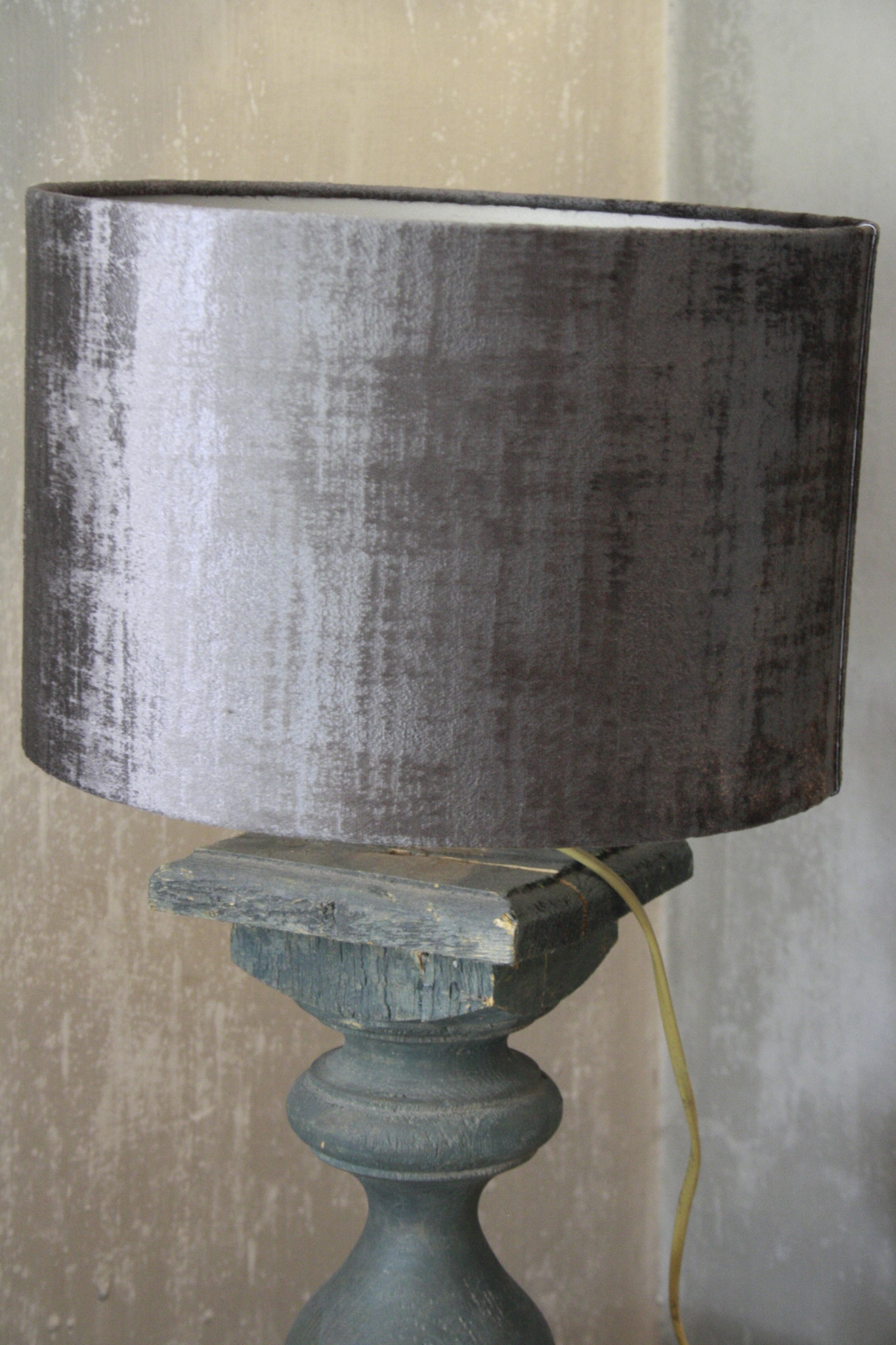 Aura Peeperkorn Balusterlamp Oud Hout Groen + kap 60 cm