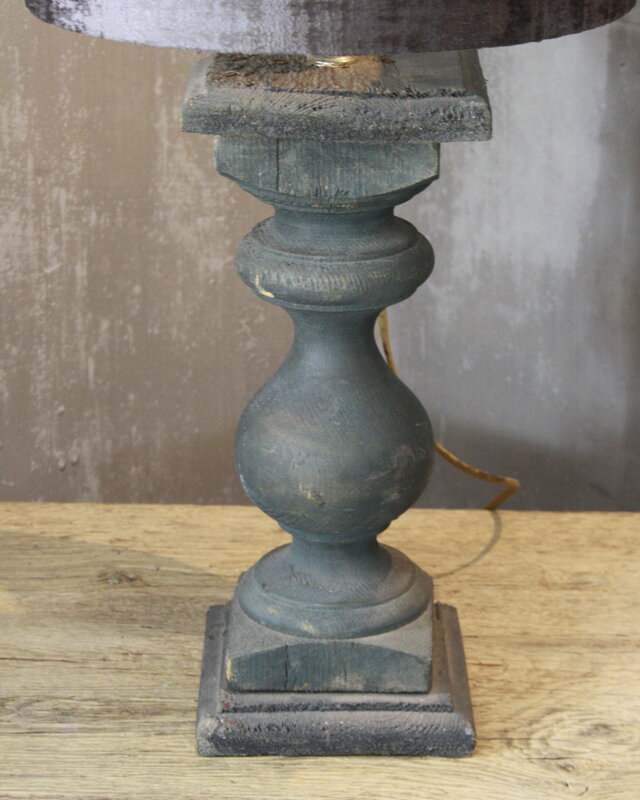 Aura Peeperkorn Balusterlamp Oud Hout Groen + kap 60 cm