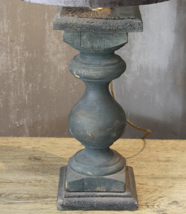 Aura Peeperkorn Balusterlamp Oud Hout Groen + kap 60 cm