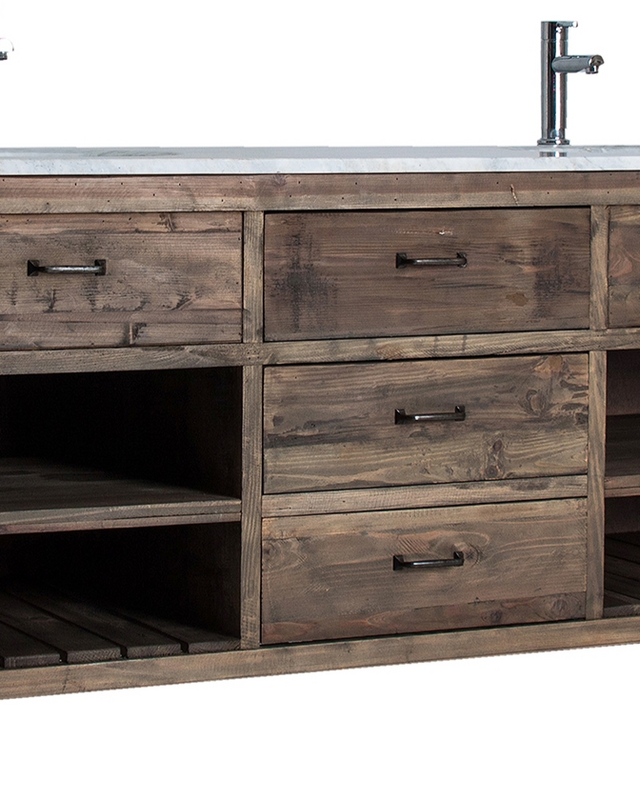 Rene Houtman Alisa Wastafel Gerecycled Grenenhout 160 cm Marmer