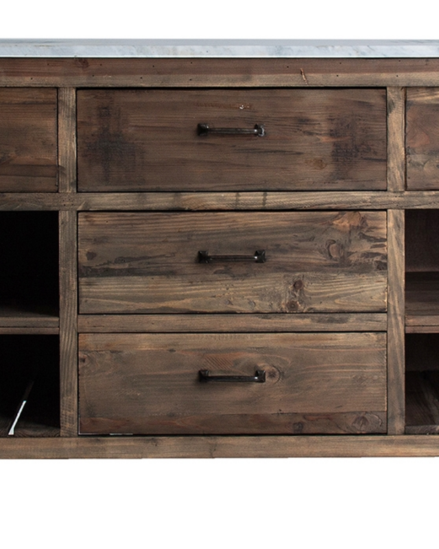 Rene Houtman Alisa Wastafel Gerecycled Grenenhout 160 cm Marmer