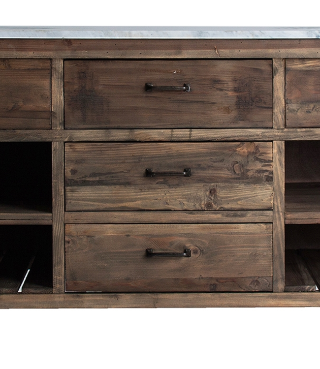 Rene Houtman Alisa Wastafel Gerecycled Grenenhout 160 cm Marmer