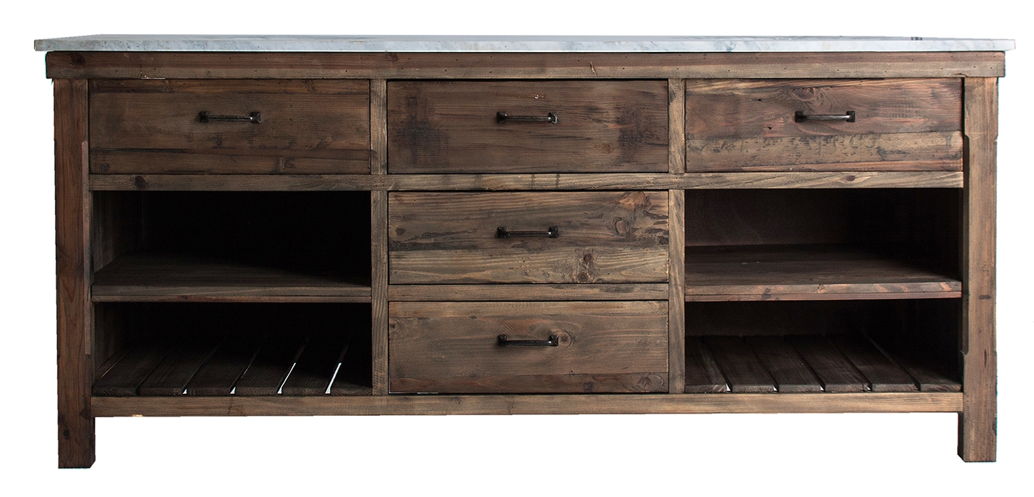 Rene Houtman Alisa Wastafel Gerecycled Grenenhout 160 cm Marmer