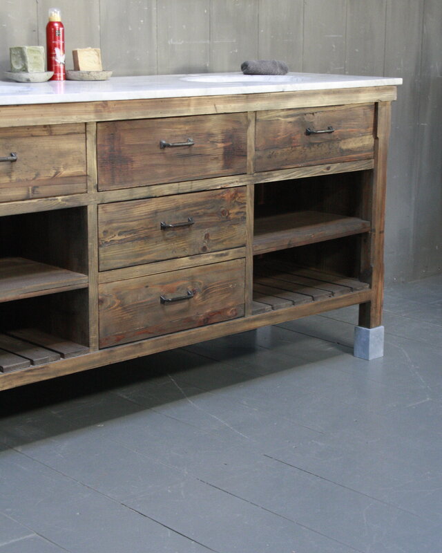 Rene Houtman Alisa Wastafel Gerecycled Grenenhout 160 cm Marmer