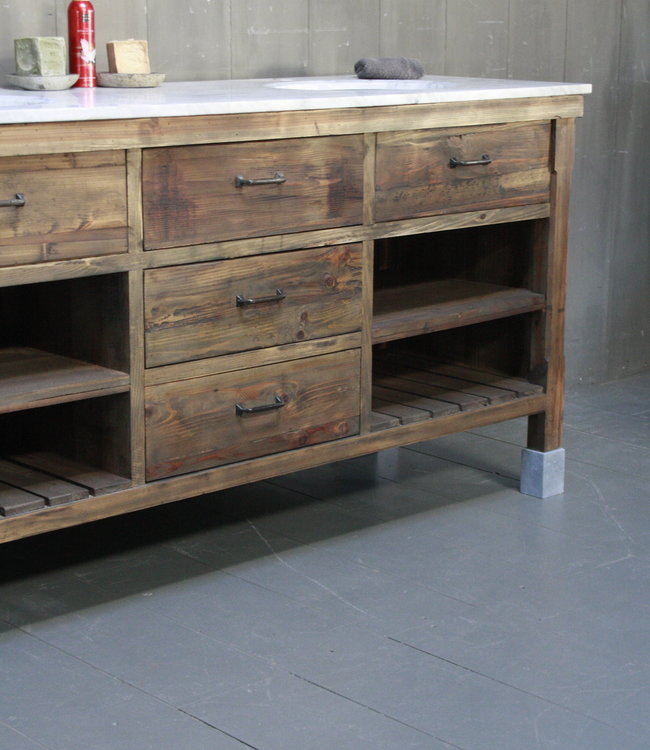 Rene Houtman Alisa Wastafel Gerecycled Grenenhout 160 cm Marmer