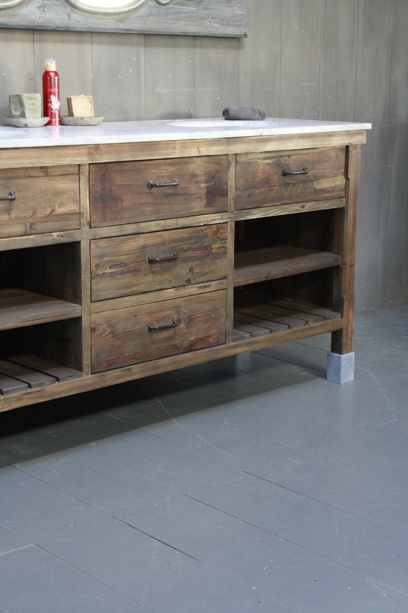 Rene Houtman Alisa Wastafel Gerecycled Grenenhout 160 cm Marmer