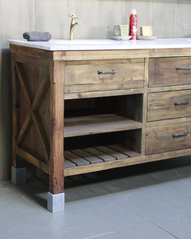 Rene Houtman Alisa Wastafel Gerecycled Grenenhout 160 cm Marmer