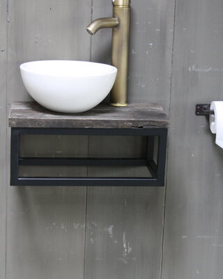 Rene Houtman Boris fonteinmeubelset wit incl. hoge kraan brons