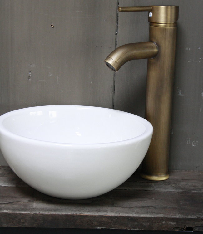 Rene Houtman Boris fonteinmeubelset wit incl. hoge kraan brons