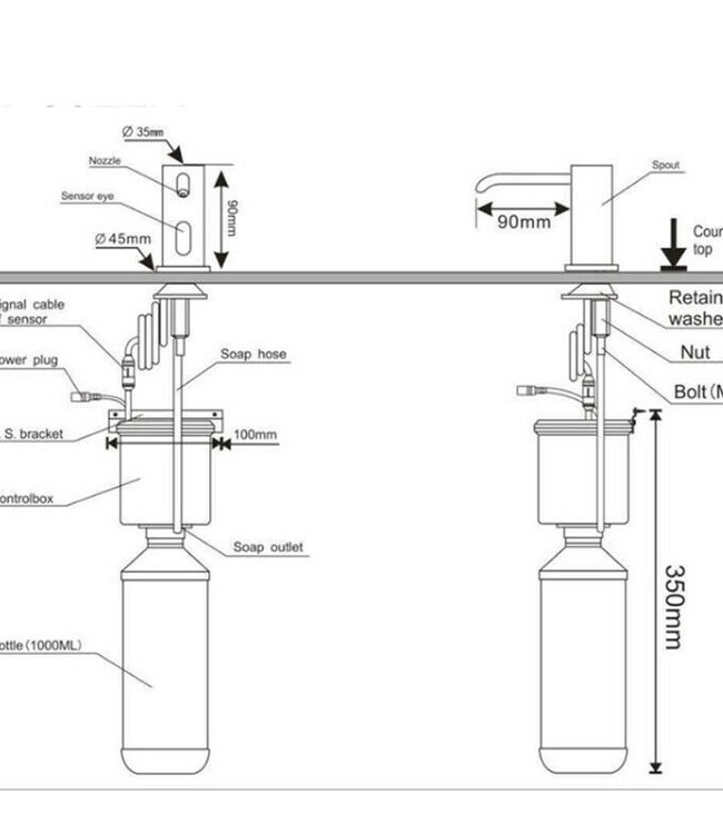 Rene Houtman Inbouw chroom sensor zeepdispenser