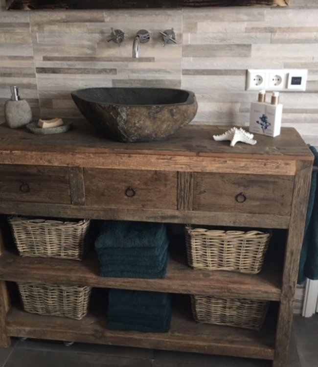 Rene Houtman Landelijk badkamermeubel met lades en planken 120 cm