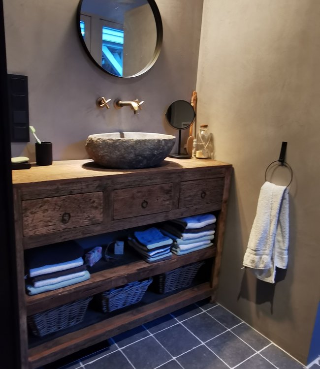 Rene Houtman Landelijk badkamermeubel met lades en planken 120 cm