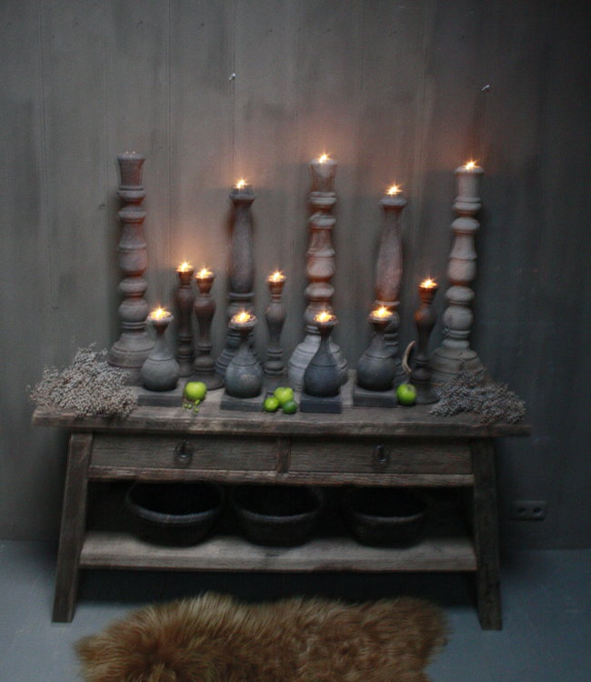 Rene Houtman Kaarsenstandaard Hout Nepalees 80 cm