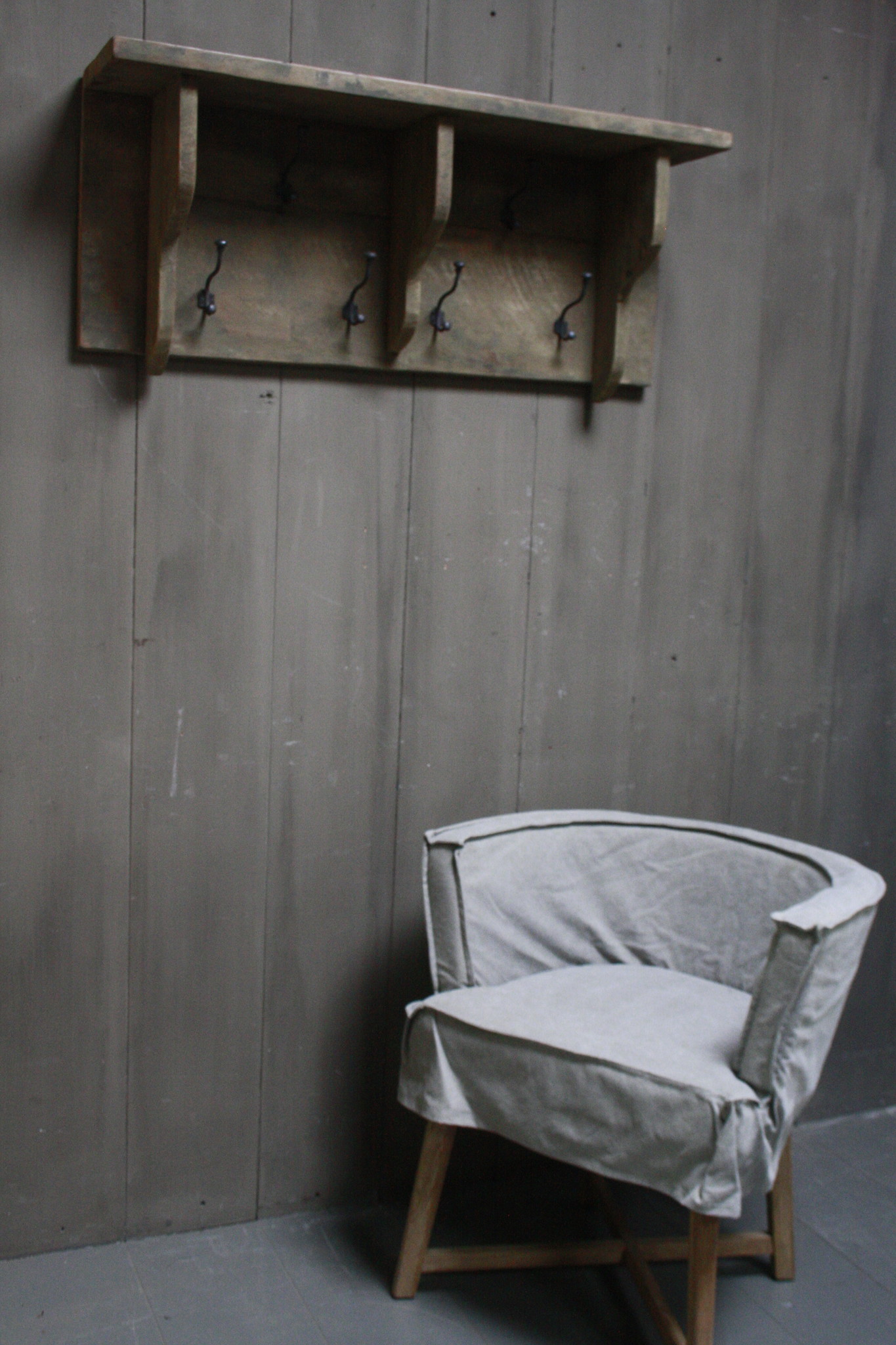 Rene Houtman Kapstok oud teak hout 6 haaks 100 x 40 cm