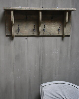 Rene Houtman Kapstok oud teak hout 6 haaks 100 x 40 cm