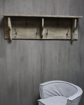 Rene Houtman Kapstok oud teak hout 6 haaks 130 x 40 cm