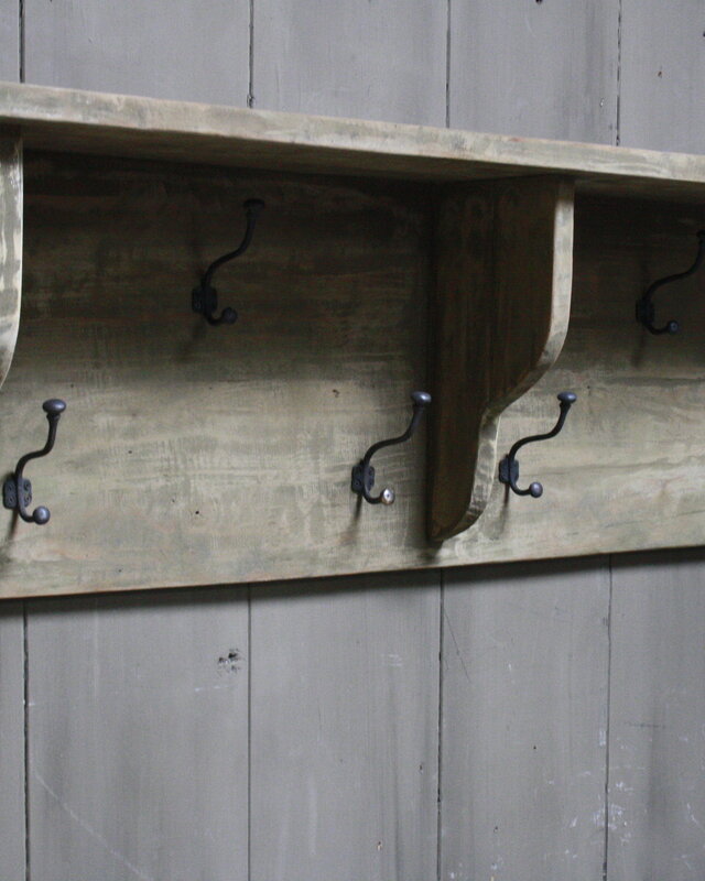 Rene Houtman Kapstok oud teak hout 6 haaks 130 x 40 cm