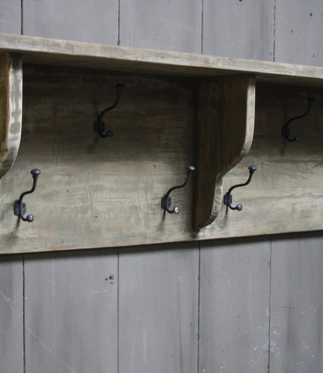 Rene Houtman Kapstok oud teak hout 6 haaks 130 x 40 cm