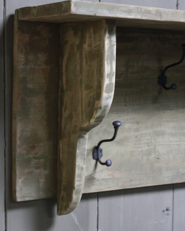 Rene Houtman Kapstok oud teak hout 6 haaks 130 x 40 cm