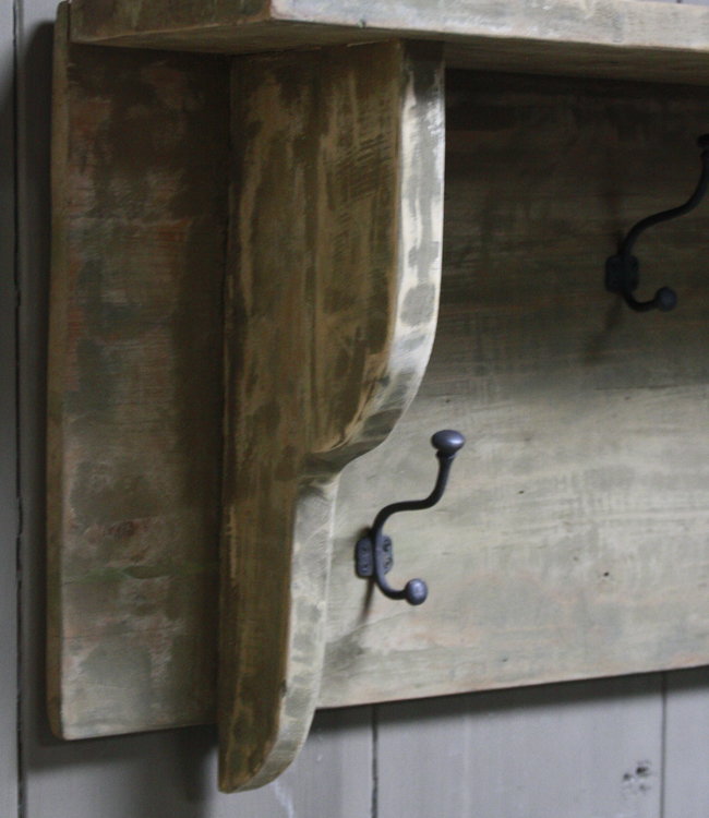 Rene Houtman Kapstok oud teak hout 6 haaks 130 x 40 cm