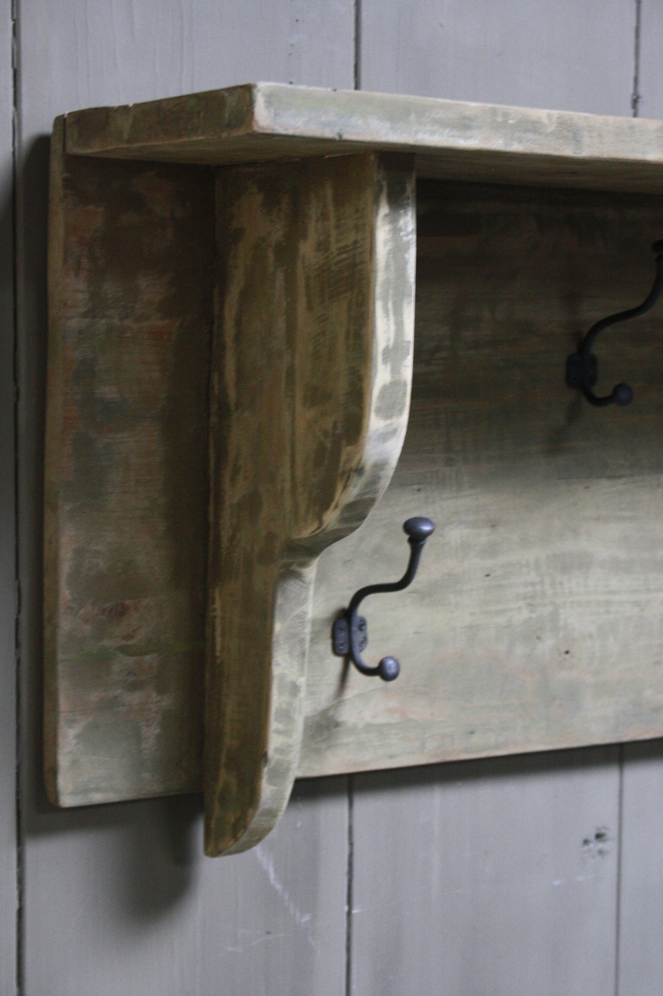 Rene Houtman Kapstok oud teak hout 6 haaks 130 x 40 cm