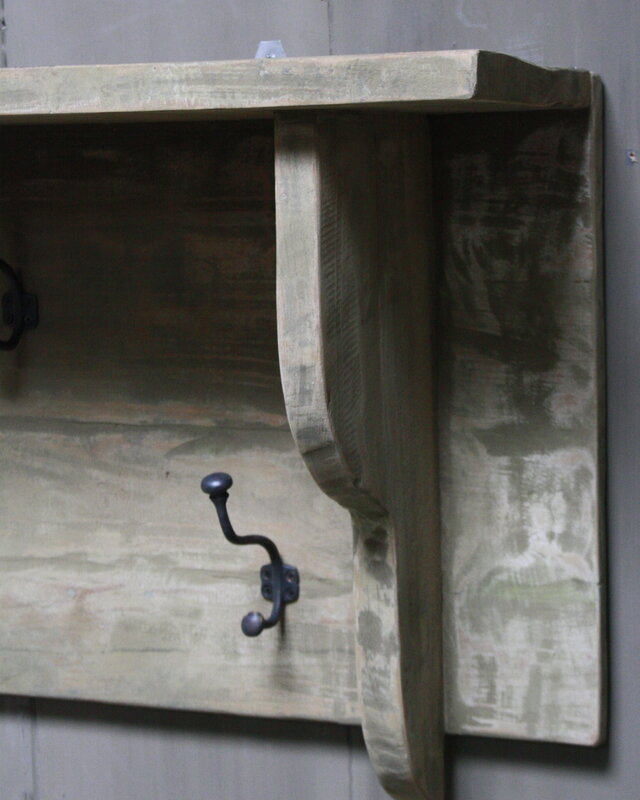 Rene Houtman Kapstok oud teak hout 6 haaks 130 x 40 cm