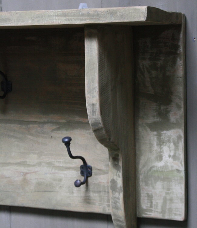 Rene Houtman Kapstok oud teak hout 6 haaks 130 x 40 cm