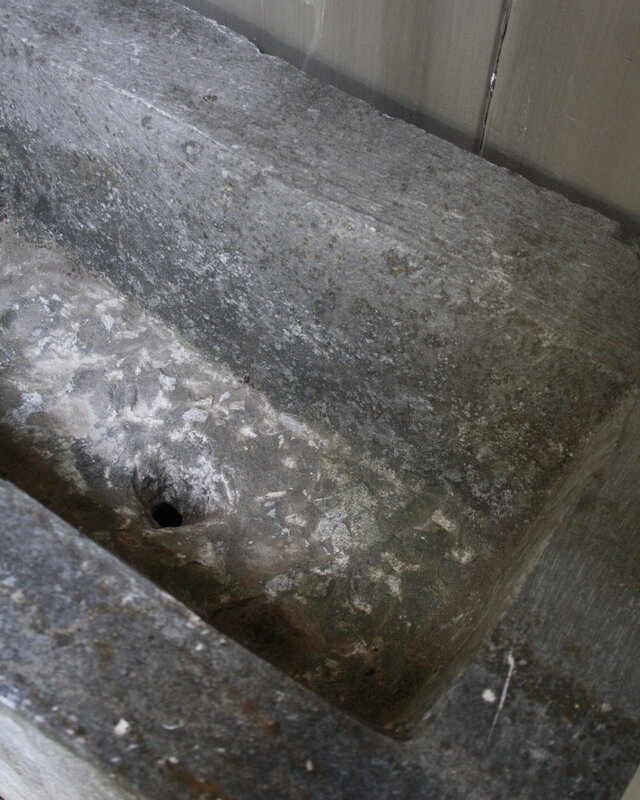 Rene Houtman Geesje toiletmeubel oud eiken + natuurstenen bak 90 cm