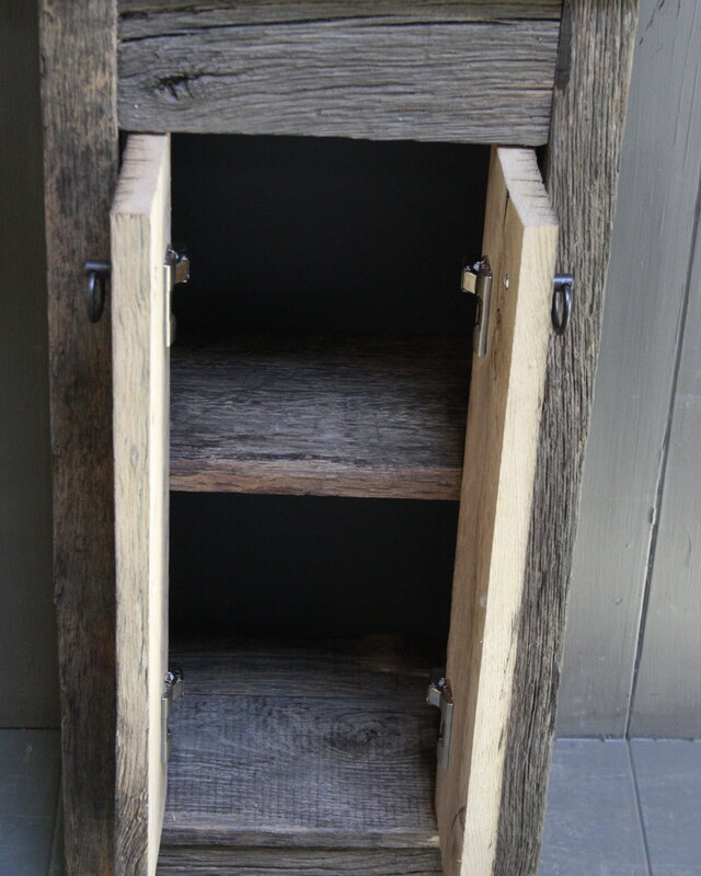 Rene Houtman Geesje toiletmeubel oud eiken + natuurstenen bak 90 cm