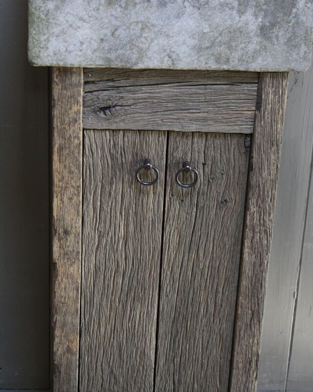 Rene Houtman Geesje toiletmeubel oud eiken + natuurstenen bak 90 cm
