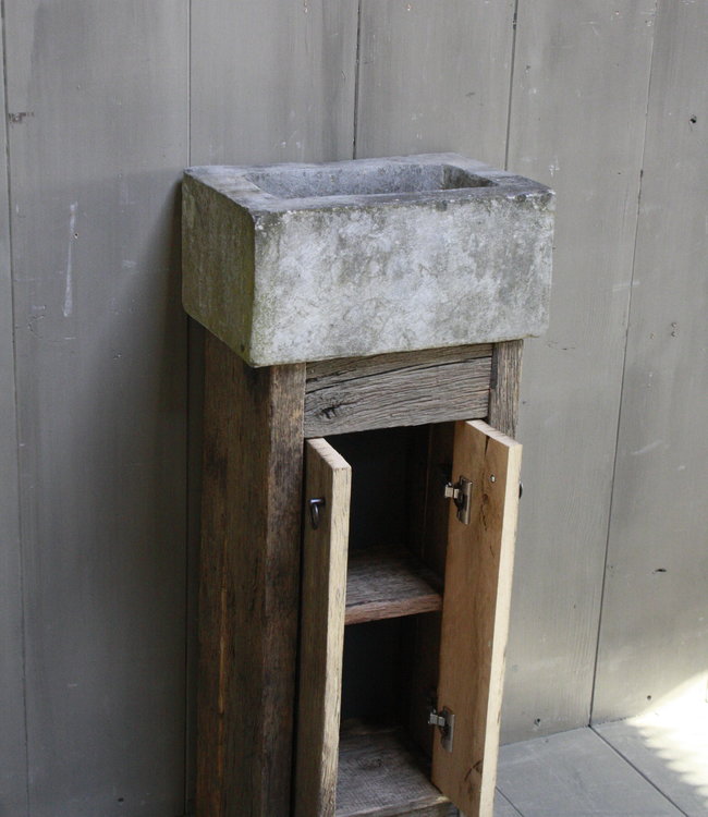 Rene Houtman Geesje toiletmeubel oud eiken + natuurstenen bak 90 cm
