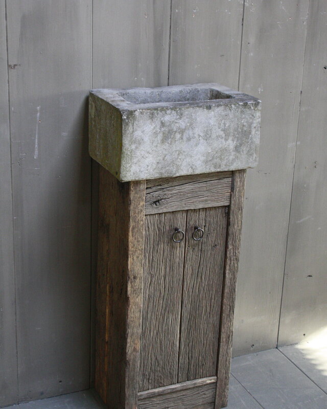 Rene Houtman Geesje toiletmeubel oud eiken + natuurstenen bak 90 cm