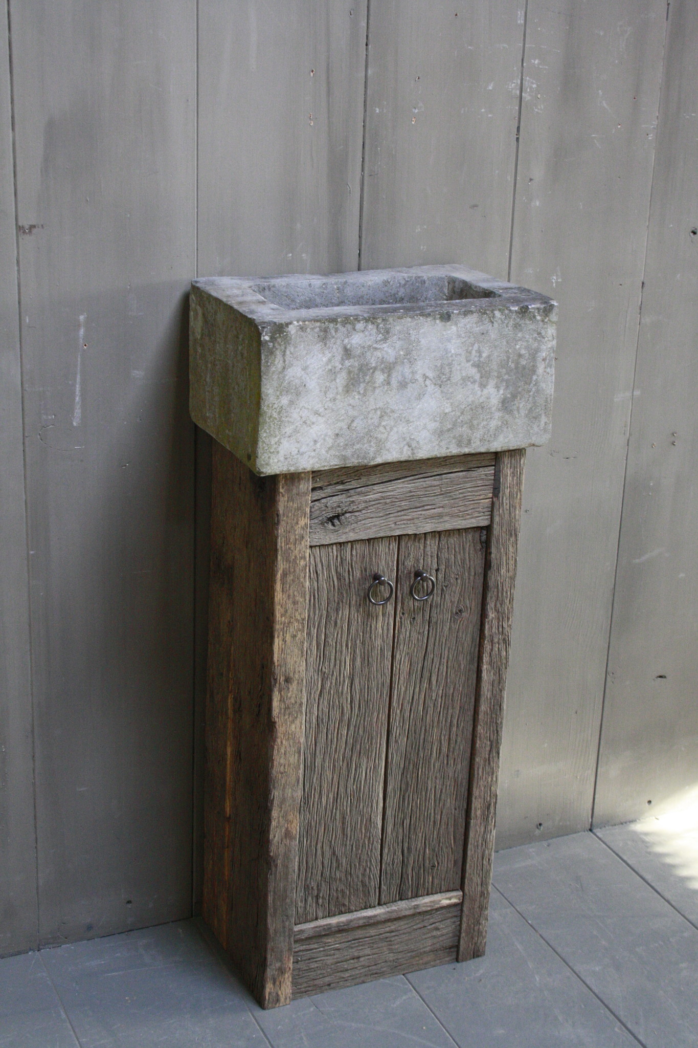 Rene Houtman Geesje toiletmeubel oud eiken + natuurstenen bak 90 cm