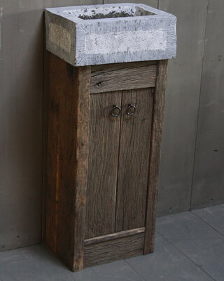 Rene Houtman Geesje toiletmeubel oud eiken + gefrijnde bak 90 cm