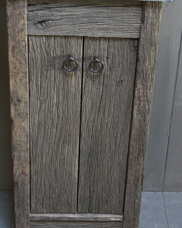Rene Houtman Geesje toiletmeubel oud eiken + gefrijnde bak 90 cm