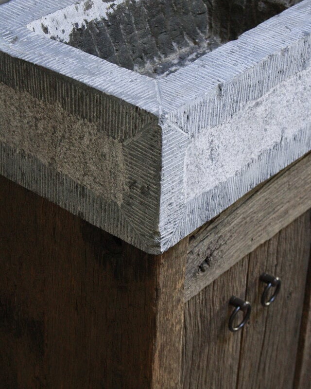 Rene Houtman Geesje toiletmeubel oud eiken + gefrijnde bak 90 cm